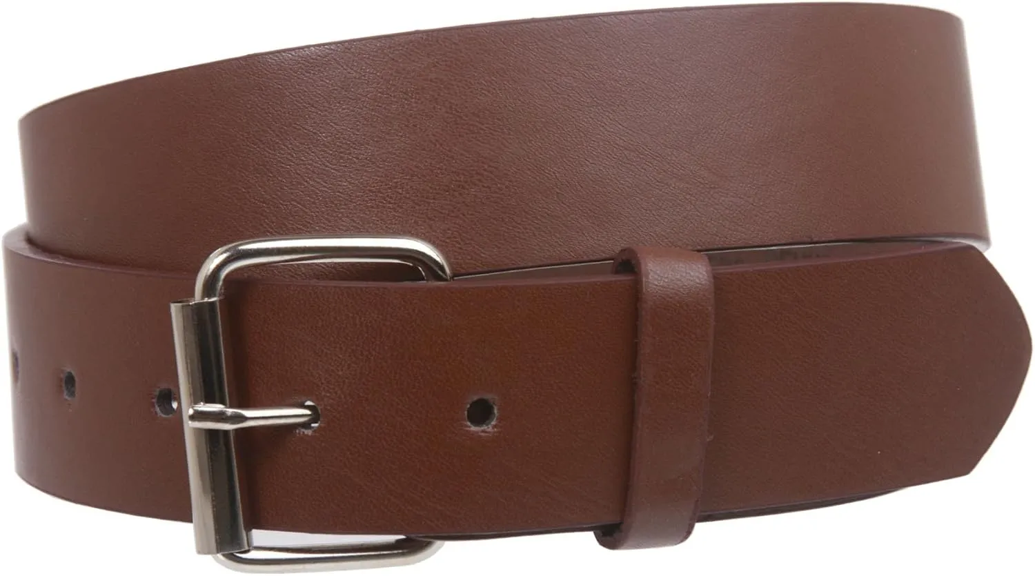 1 1/2" (38mm) Snap On Plain Leather Jean Belt With Roller Buckle