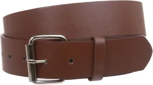 1 1/2" (38mm) Snap On Plain Leather Jean Belt With Roller Buckle