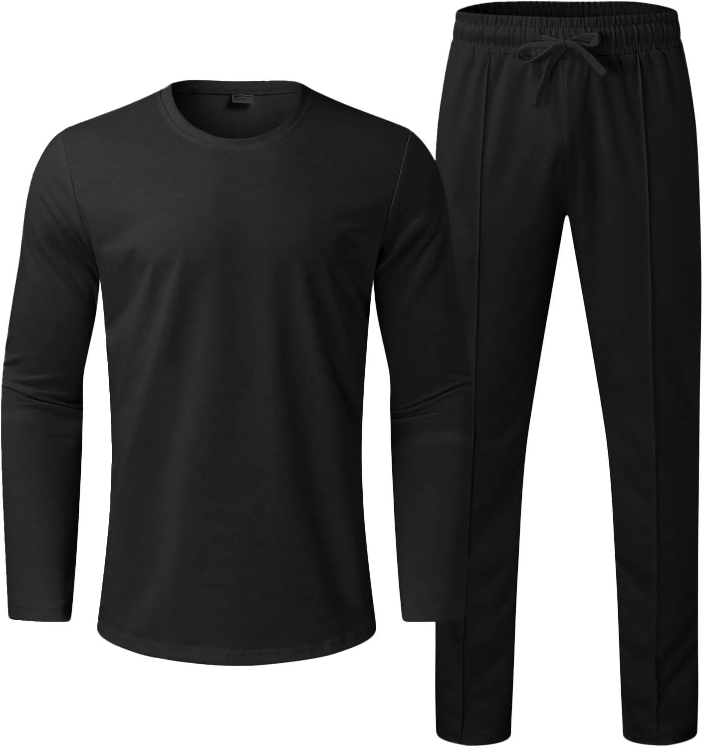 2023 Men's Tracksuit 2 Piece Outfits Plain Long Sleeve Tshirt and Sweatpants Sweatsuit Sets Casual Jogging Athletic Suits