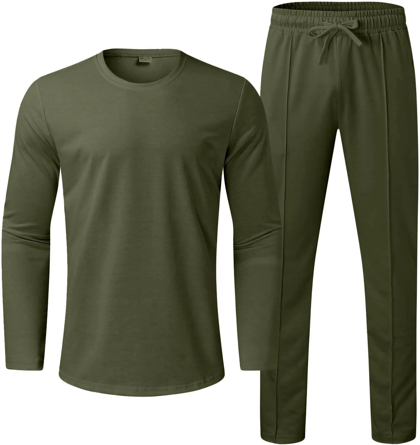 2023 Men's Tracksuit 2 Piece Outfits Plain Long Sleeve Tshirt and Sweatpants Sweatsuit Sets Casual Jogging Athletic Suits