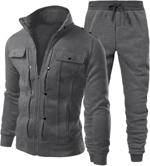 2024 Men's 2 Pieces Full Zip Tracksuits Classic Sport Suits Stylish Casual Outfits Jacket & Pants Fitness Sweatsuit Set