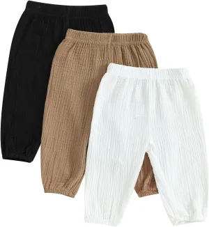 3 Pack Toddler Baby Boy Girl Solid Color Shorts Elastic Waist Casual Short Trousers Spring Summer Fall Short Pants