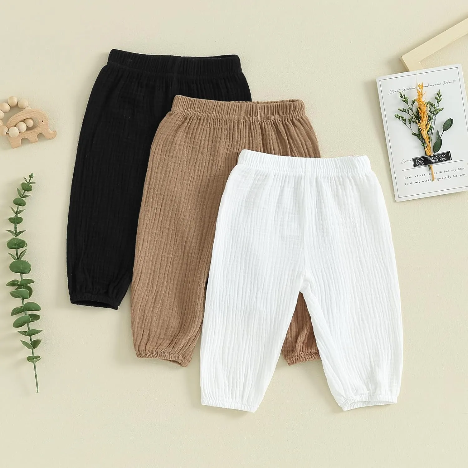 3 Pack Toddler Baby Boy Girl Solid Color Shorts Elastic Waist Casual Short Trousers Spring Summer Fall Short Pants