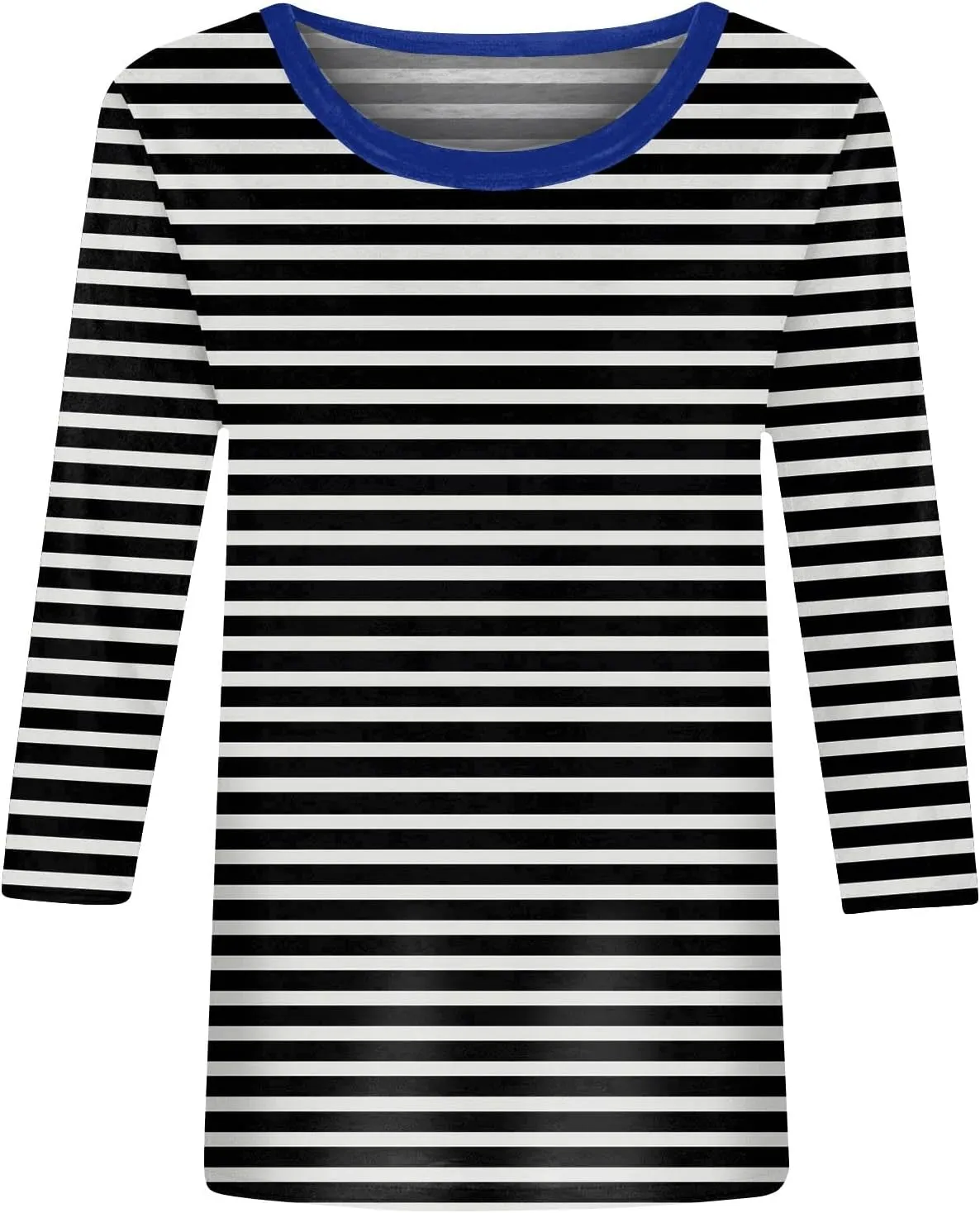 3/4 Length Sleeve Womens Tops Plus Size,Basic Elbow Sleeve Workout Top Striped Shirt Crew Neck 3 Quarter Sleeve Tees