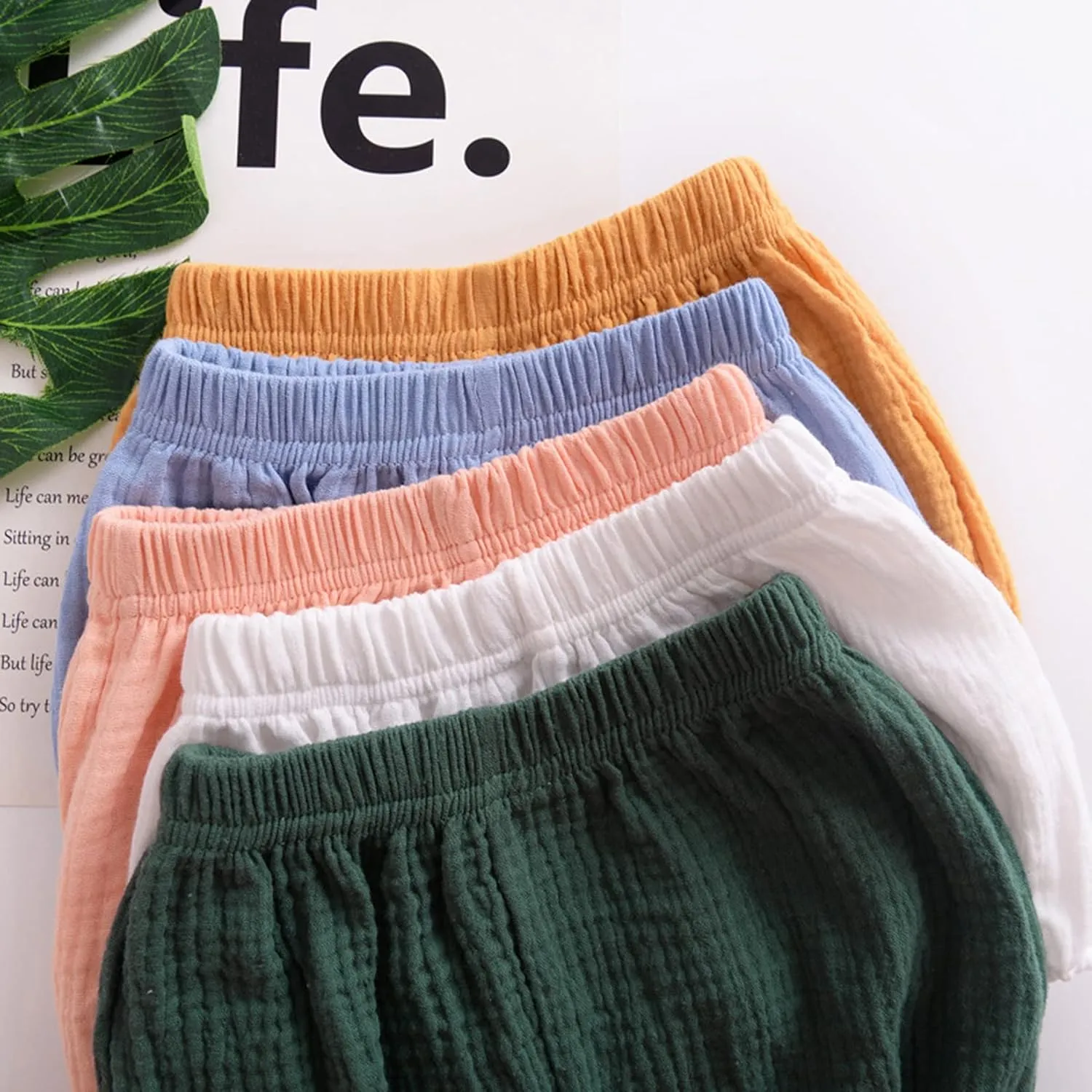 3PC Shorts Set Newborn Baby Girls Boys Pants Cotton Linen Blend Cute Floral Bloomers Triangle Shorts