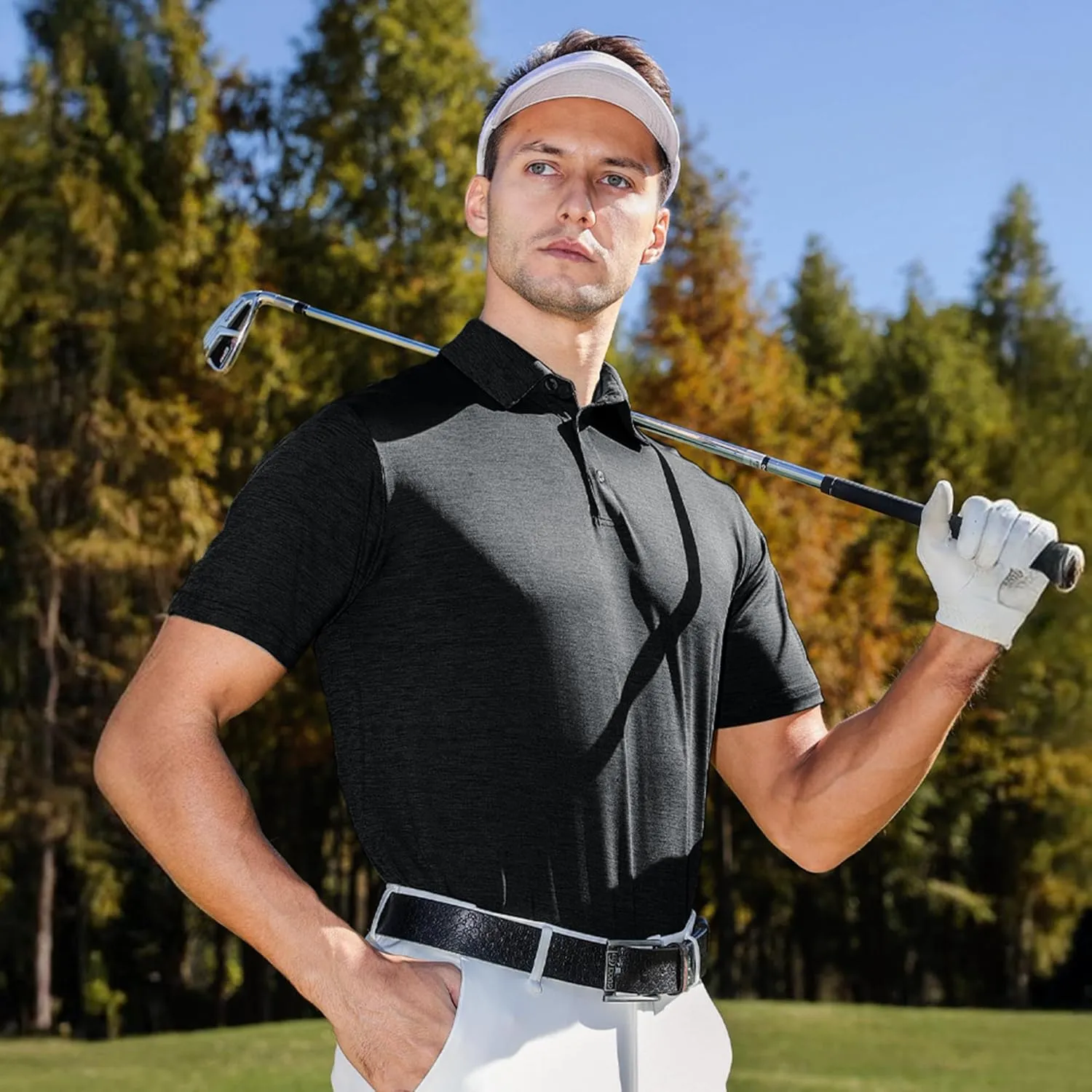 5 Pack Polo Shirts for Men - Dry Fit Moisture Wicking Performance Short Sleeve Mens Golf Shirts for Work Casual Athletic