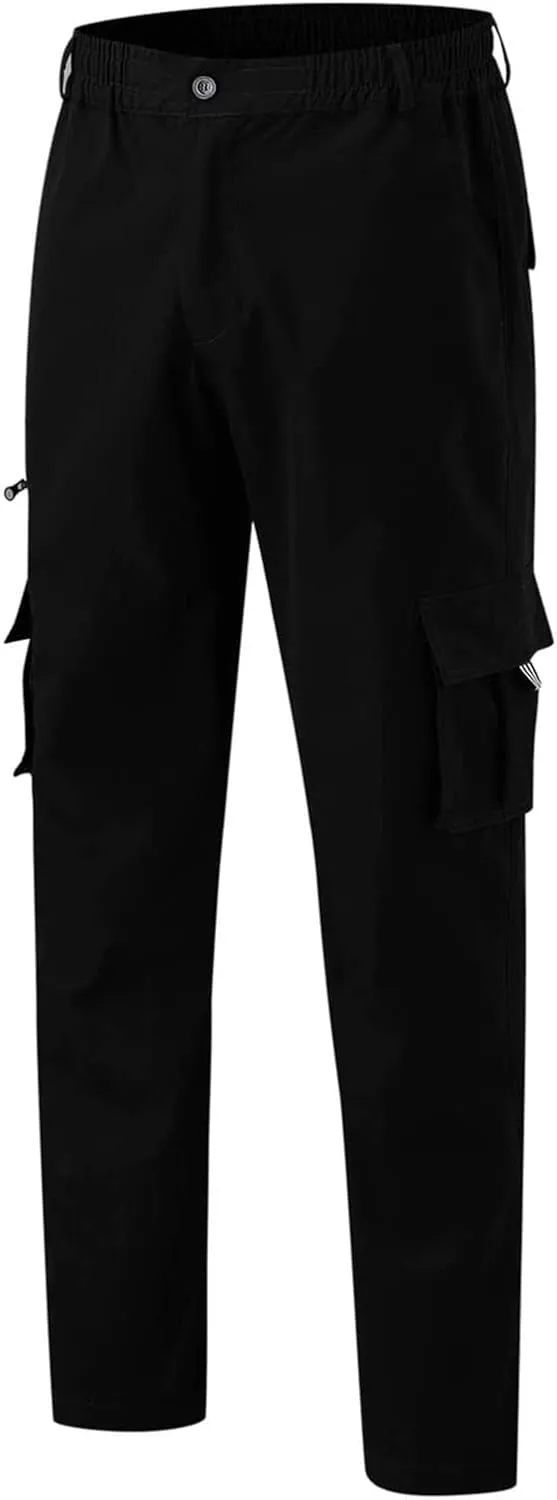 ADHOWBEW Men's Cargo Pants Pockets Relaxed Fit Outdoor Work Elastic Pants