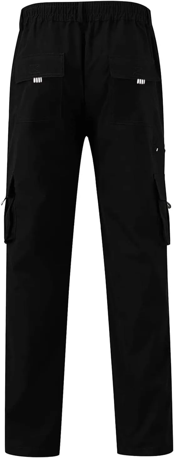 ADHOWBEW Men's Cargo Pants Pockets Relaxed Fit Outdoor Work Elastic Pants