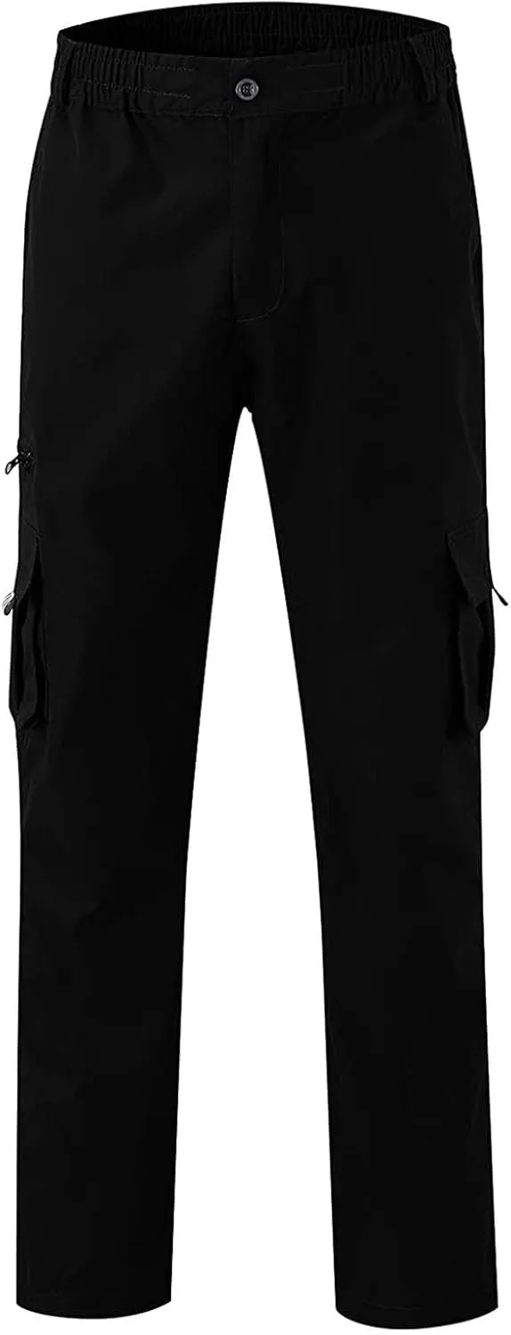 ADHOWBEW Men's Cargo Pants Pockets Relaxed Fit Outdoor Work Elastic Pants