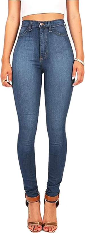 Andongnywell High Waisted Jeans for Women Stretch Skinny Long Denim Pants High Rise Stretchy Slim Jeans