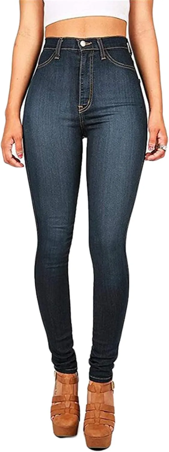 Andongnywell High Waisted Jeans for Women Stretch Skinny Long Denim Pants High Rise Stretchy Slim Jeans
