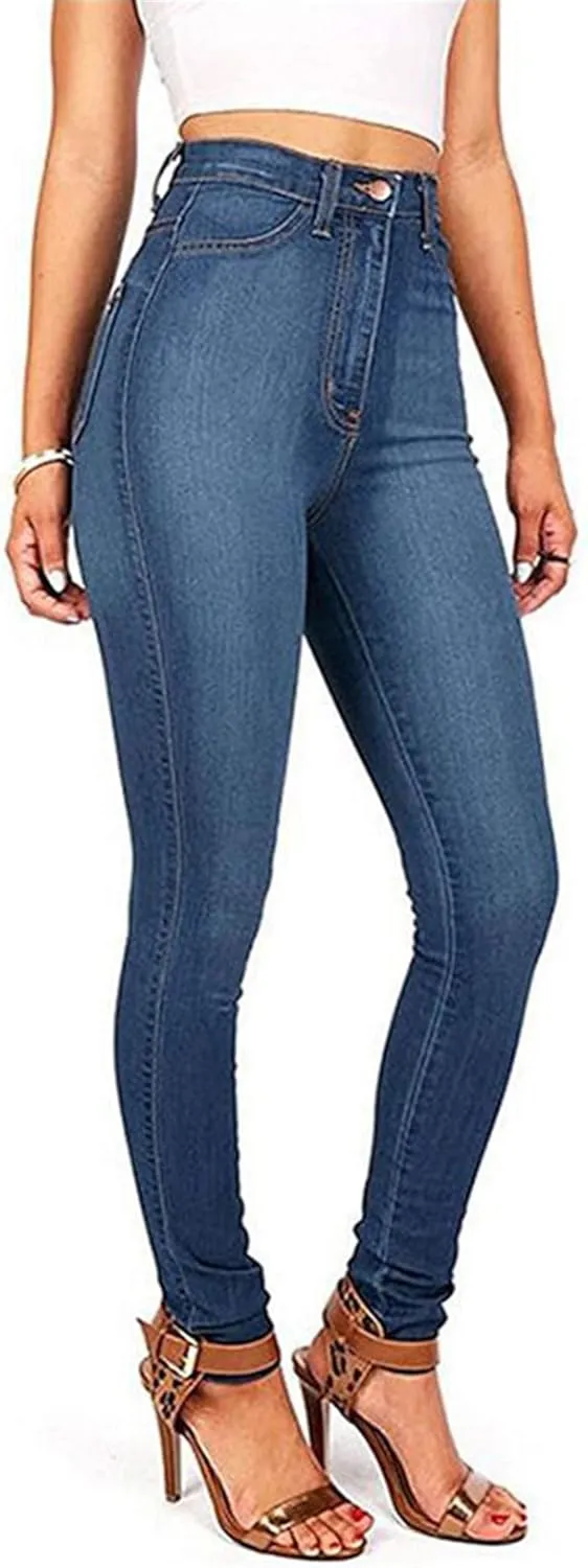 Andongnywell High Waisted Jeans for Women Stretch Skinny Long Denim Pants High Rise Stretchy Slim Jeans