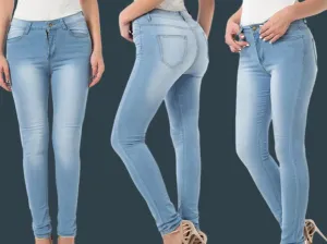 Andongnywell Womens Skinny High Waisted Stretch Slim Jeans Butt Lift Pencil Denim Pants Trousers with Pockets Zipper