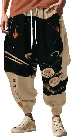 Baggy Wide Leg Pants Print Fashion Street Feel Casual Sweatpants Cargo Hippih Loose Fit Trousers Mens Harem Pants