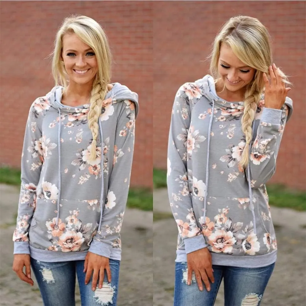 Barlver Women's Casual Hoodies Long Sleeve Sweatshirts Cowl Neck Drawstring Hooded Pullover Top with Pockets