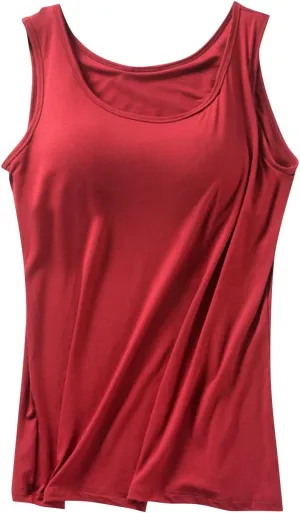 Basysin Tank Tops with Built in Bras Shelf Bra Tanks Cami Workout Camisole Basic T-Shirts Padded Ttank Tops for Women