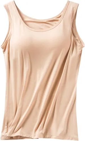 Basysin Tank Tops with Built in Bras Shelf Bra Tanks Cami Workout Camisole Basic T-Shirts Padded Ttank Tops for Women