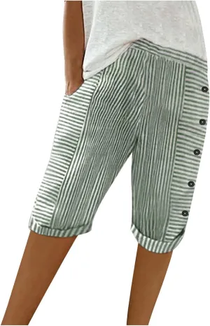 Bermuda Shorts for Women Knee Length High Waisted Beach Short Summer Casual Loose Comfy Lounge Shorts with Pockets