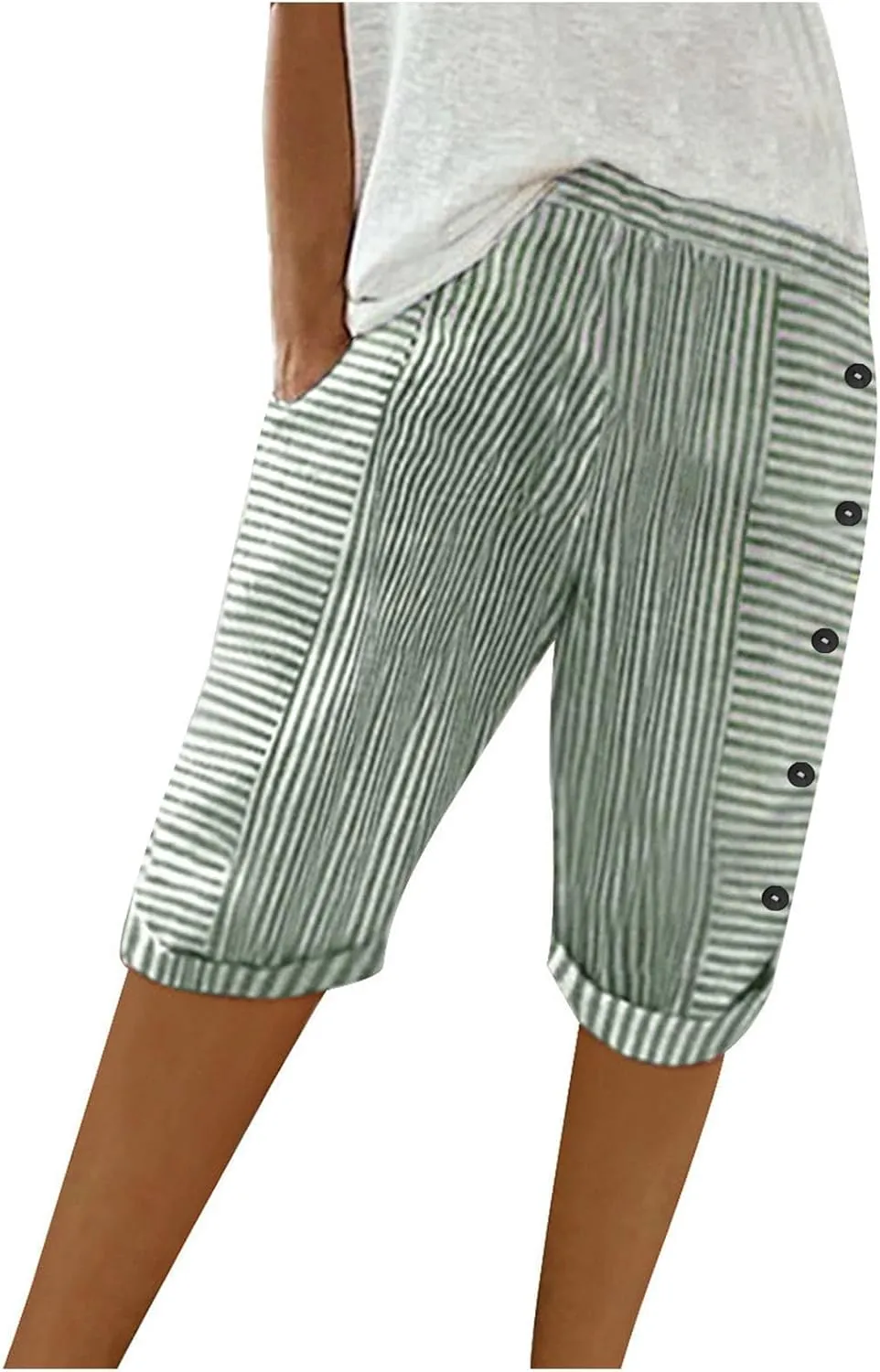 Bermuda Shorts for Women Knee Length High Waisted Beach Short Summer Casual Loose Comfy Lounge Shorts with Pockets