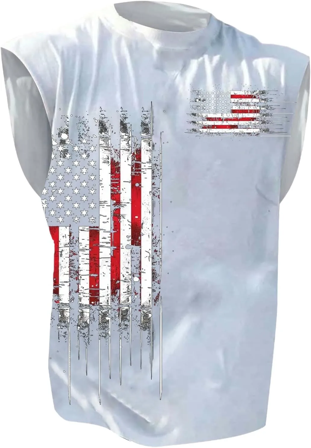 Big and Tall Tank Tops Men American Flag Printed Sleeveless Muscle Patriotic Shirts Vintage Striped Stars Graphic T