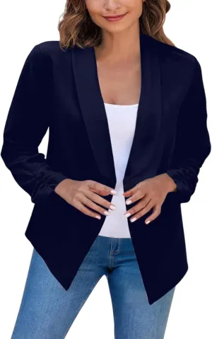 Blazers for Women Suit Jackets Long Sleeve Lapel Suit Small Jacket Work Office Blazer Lapel Button Jacket Black