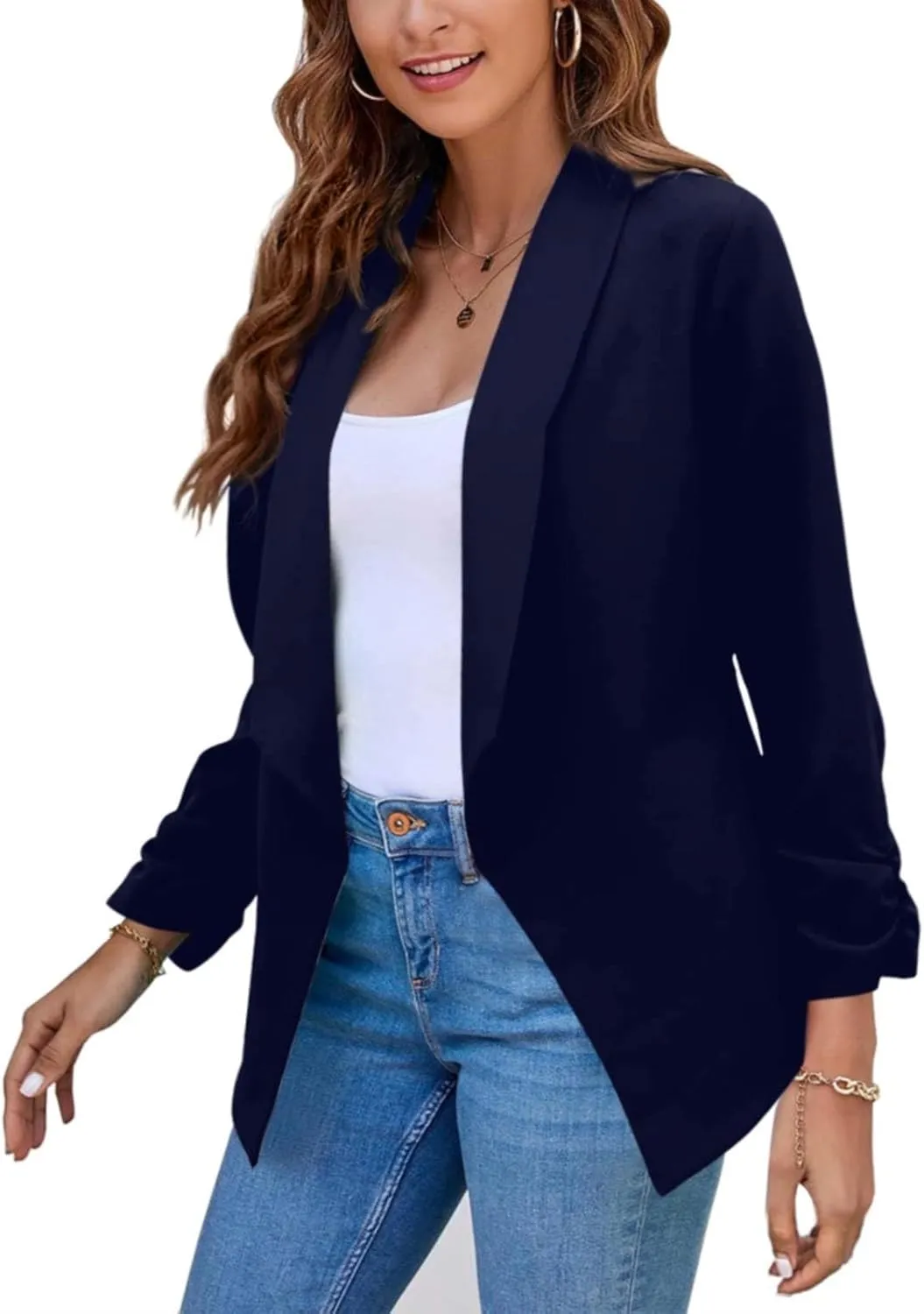 Blazers for Women Suit Jackets Long Sleeve Lapel Suit Small Jacket Work Office Blazer Lapel Button Jacket Black