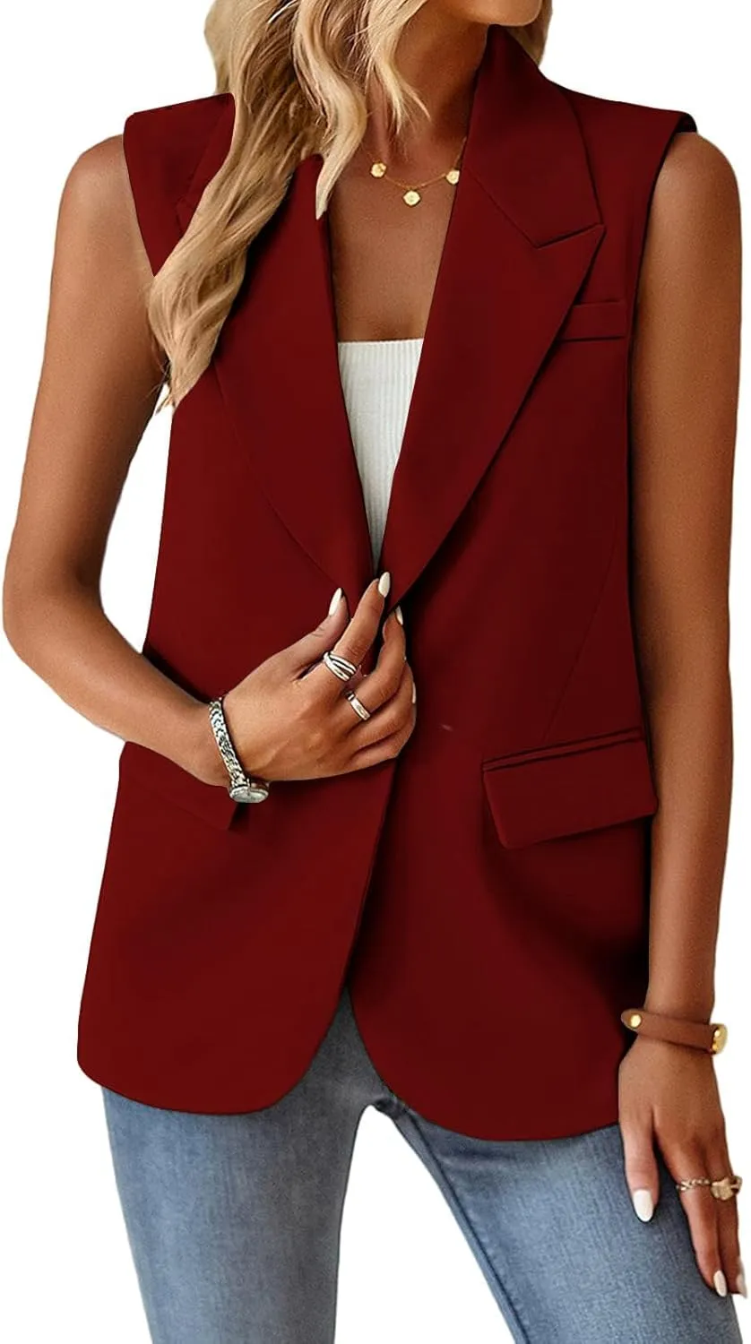 Blazers for Women Vest Sleeveless Blazers Lightweight Vests Business Casual Blazer Work Office Outfits Summer Jacket