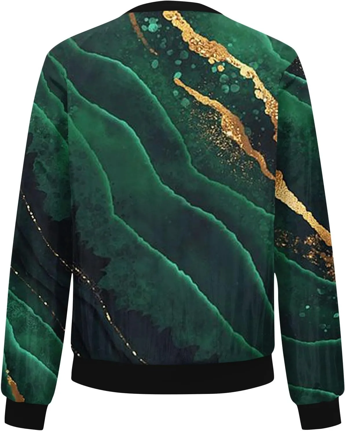 Bomber Jacket Women 2024 Causal Print Zip Up Coats Long Sleeve Stand Collar Fall Lightweight Outerwear With Pockets