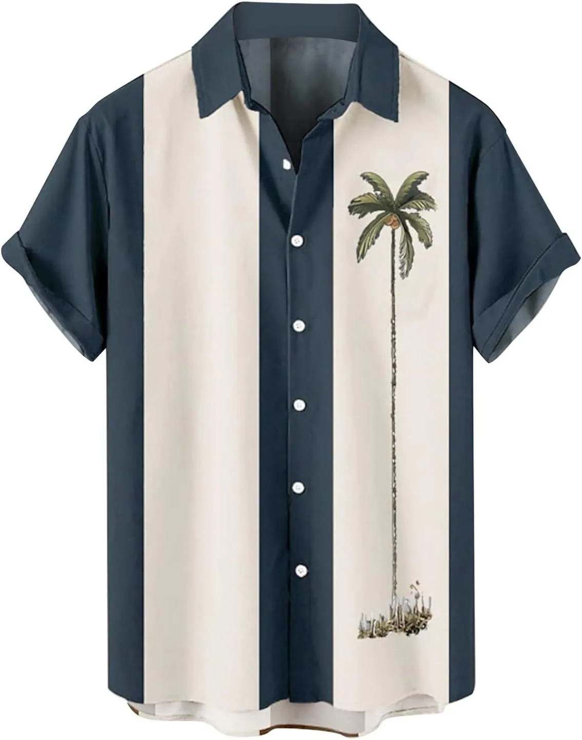 Bowling Shirts for Men Stylish Tropical Palm Short Sleeve Button Down Shirt Breathable Quick Dry Bohemia Beach Tops