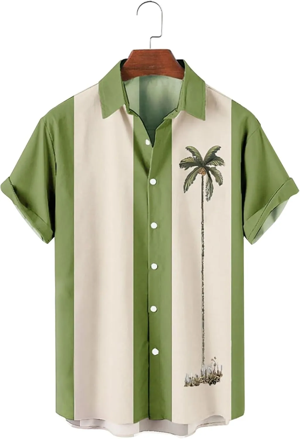 Bowling Shirts for Men Stylish Tropical Palm Short Sleeve Button Down Shirt Breathable Quick Dry Bohemia Beach Tops