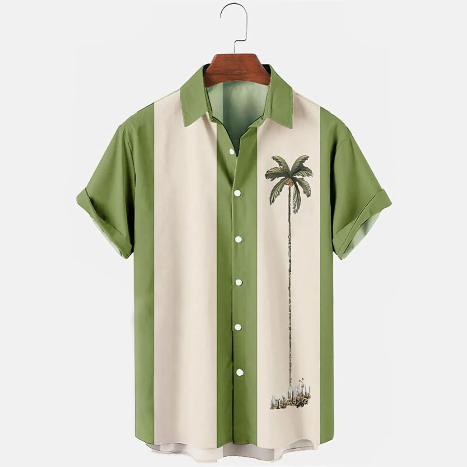Bowling Shirts for Men Stylish Tropical Palm Short Sleeve Button Down Shirt Breathable Quick Dry Bohemia Beach Tops