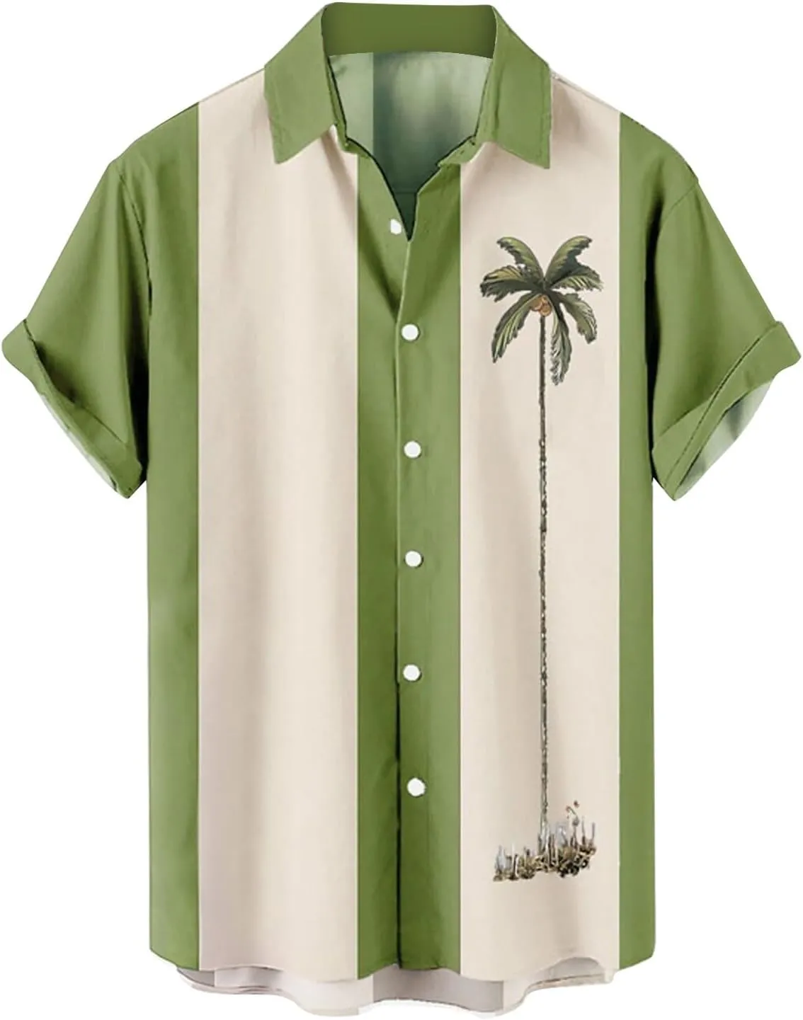 Bowling Shirts for Men Stylish Tropical Palm Short Sleeve Button Down Shirt Breathable Quick Dry Bohemia Beach Tops