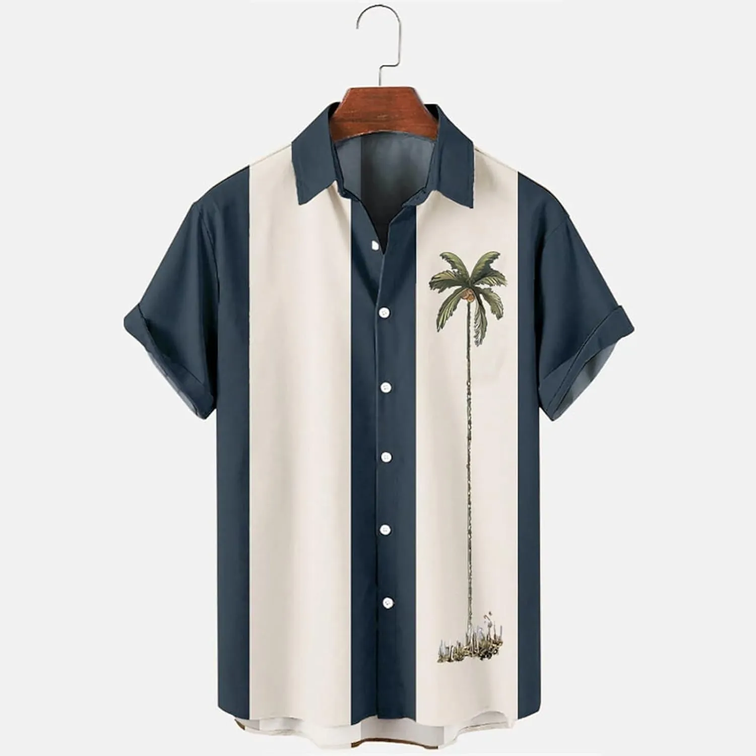 Bowling Shirts for Men Stylish Tropical Palm Short Sleeve Button Down Shirt Breathable Quick Dry Bohemia Beach Tops