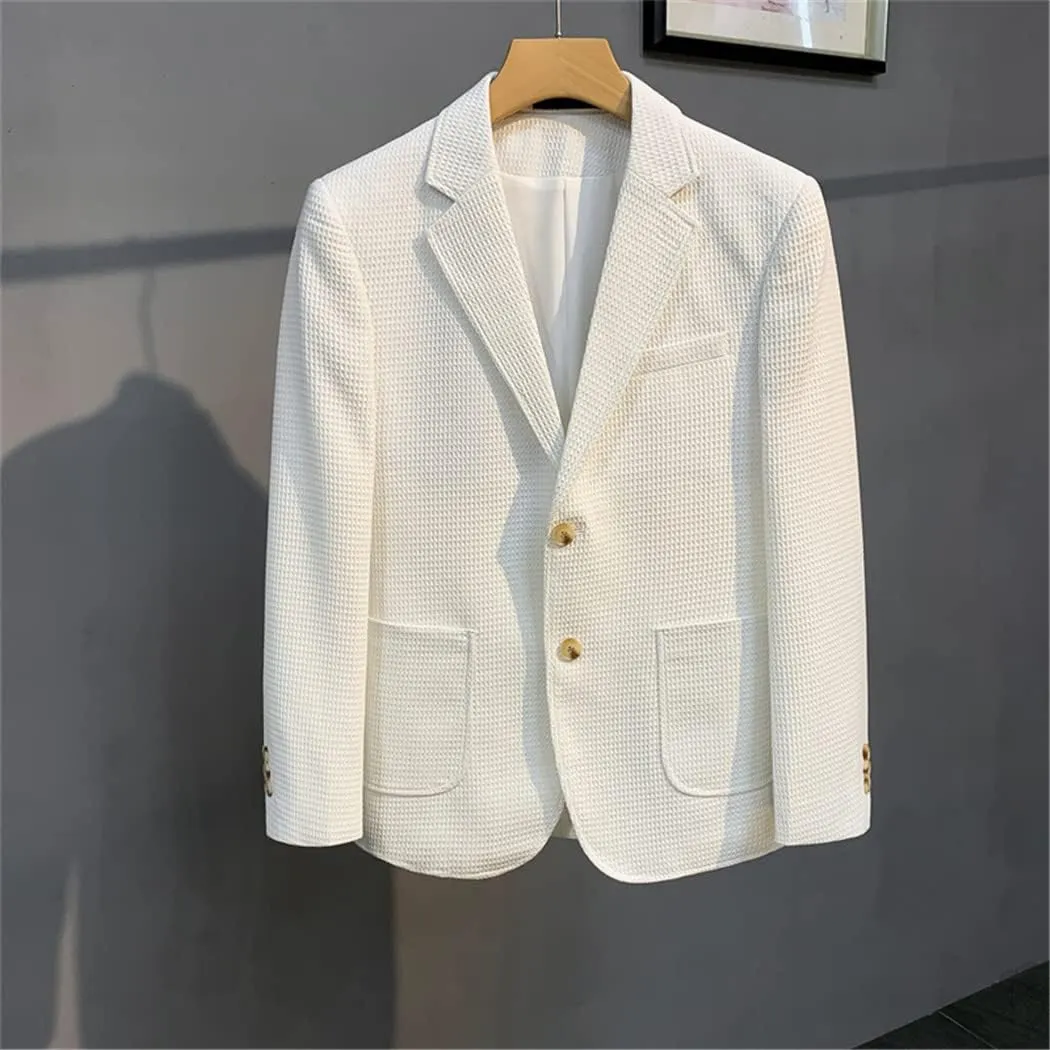 British Style Striped Casual Suit Jackets Mens Slim Fit Business Blazers Coat Formal Social Prom Tuxedo
