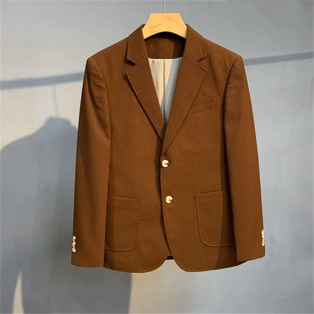 British Style Striped Casual Suit Jackets Mens Slim Fit Business Blazers Coat Formal Social Prom Tuxedo