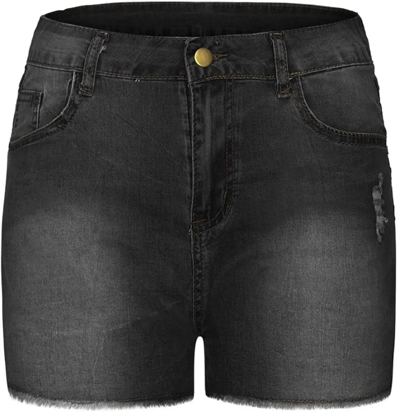 Butt Lift Denim Shorts for Women High Waisted Skinny Stretch Jeans Shorts Hem Ripped Hot Pants with Pockets