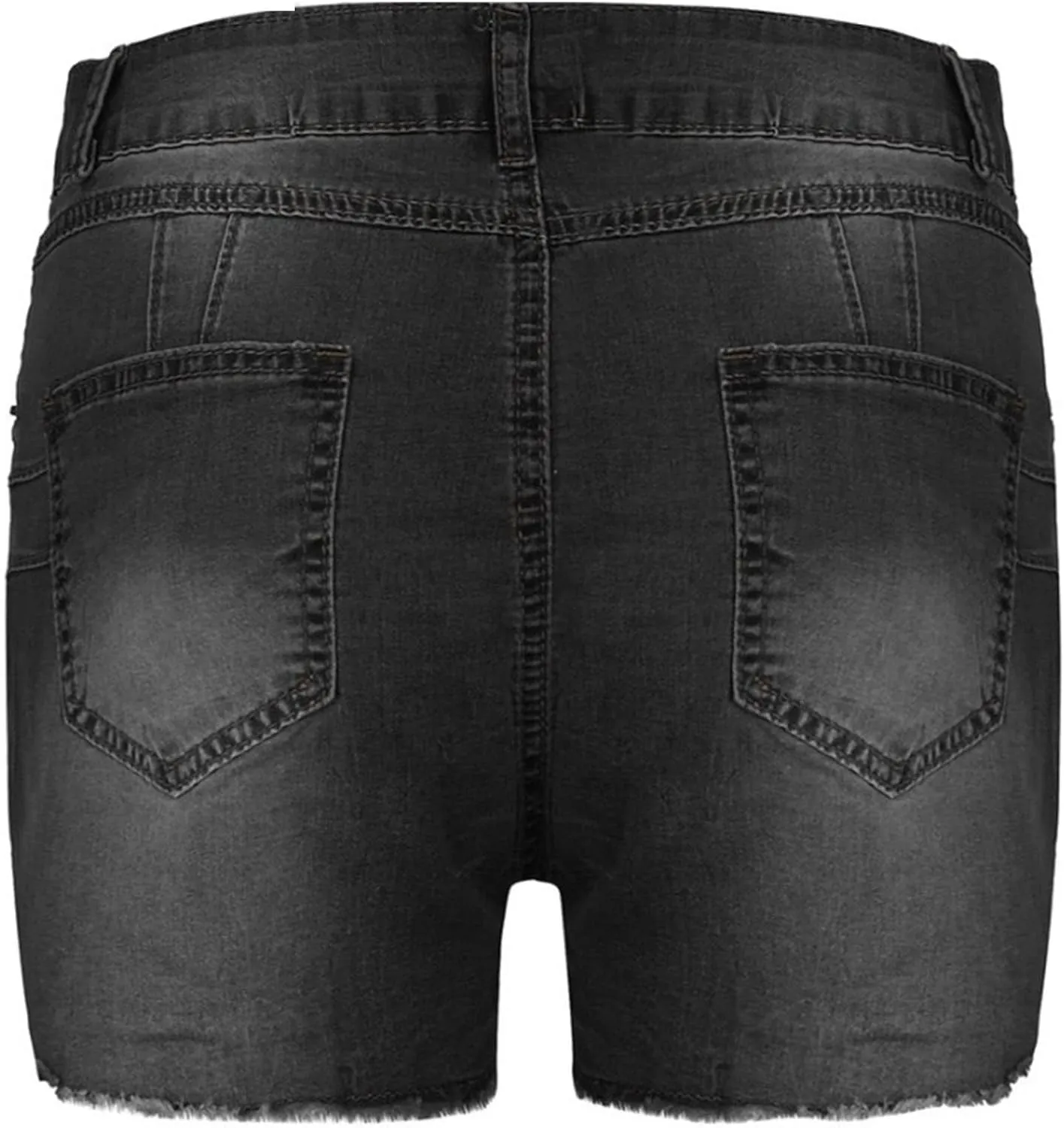 Butt Lift Denim Shorts for Women High Waisted Skinny Stretch Jeans Shorts Hem Ripped Hot Pants with Pockets