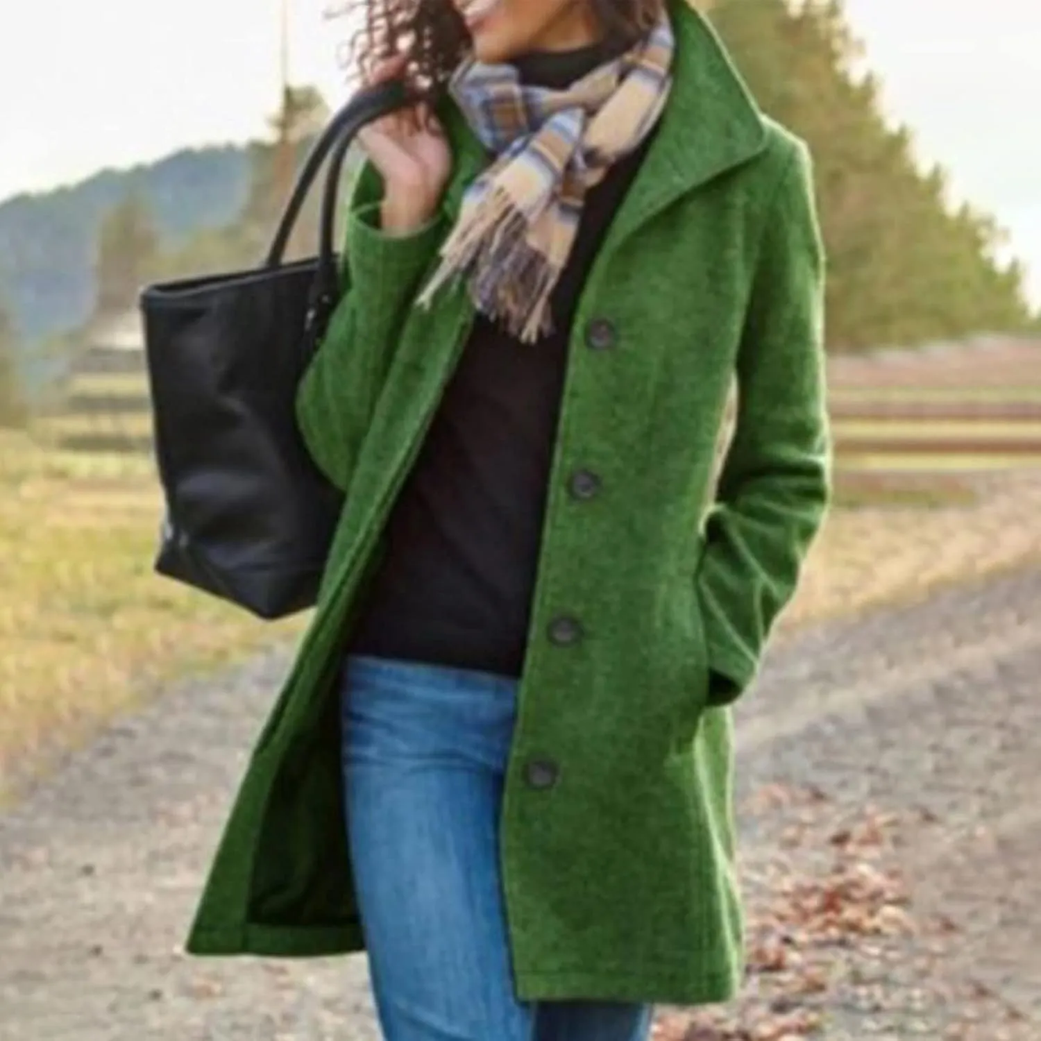 BZGTZT Winter Coats For Women 2022 Fashion Mid-Length Stand Collar Trench Coat Wool Blend Pea Coats Business Jacket Outwear