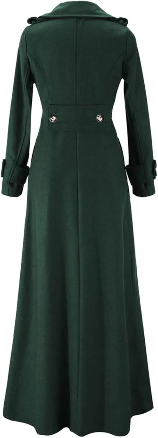 BZGTZT Women's Long Trench Coat Goth Wool Blend Pea Jacket Victorian Long Slim Fit Cardigans Coats Winter Lapel Outwear