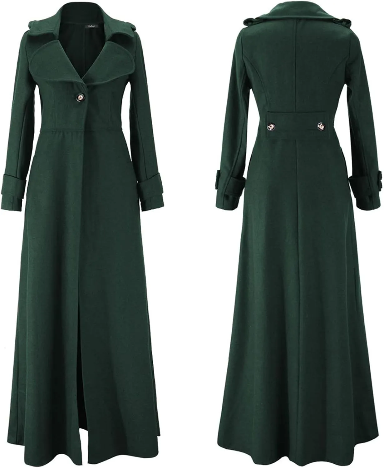 BZGTZT Women's Long Trench Coat Goth Wool Blend Pea Jacket Victorian Long Slim Fit Cardigans Coats Winter Lapel Outwear
