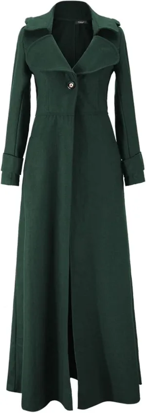 BZGTZT Women's Long Trench Coat Goth Wool Blend Pea Jacket Victorian Long Slim Fit Cardigans Coats Winter Lapel Outwear