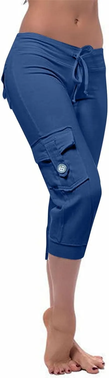 Capri Pants for Women Trendy High Waisted Knee Length Bermuda Shorts Lightweight Quick Dry Summer Cropped Ankle Pant