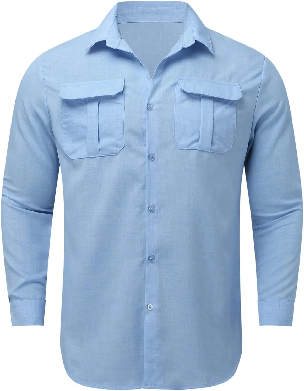 Cargo Shirts for Men Construction Work Shirts Button Up UV Long Sleeve Sun Protection Tactical Hiking Fishing Shirt