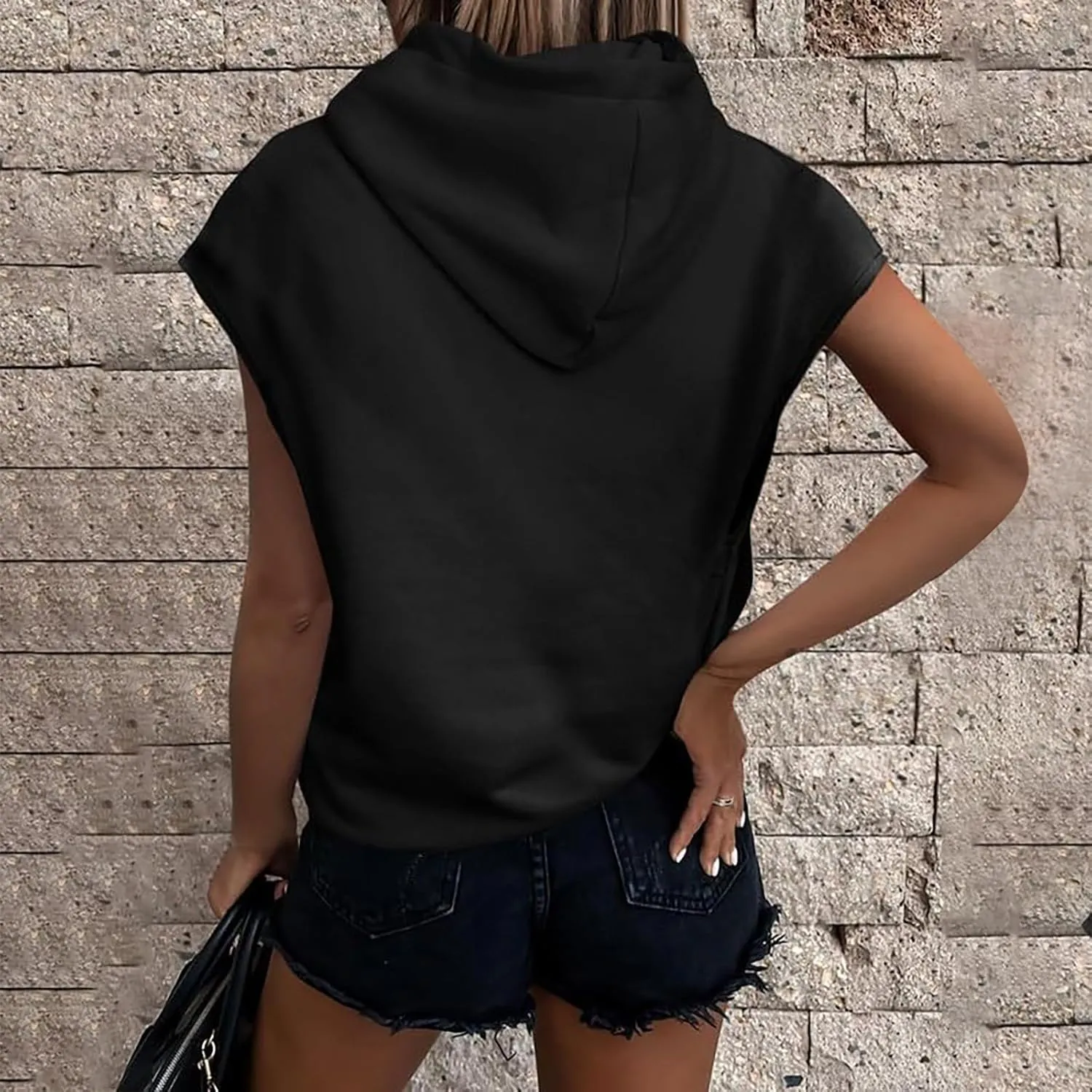 Casual Hoodies for Women Oversized Sleeveless Solid Sweatshirt Loose Drawsting Pocket Pullover 2024 Fashion Fall Outfit