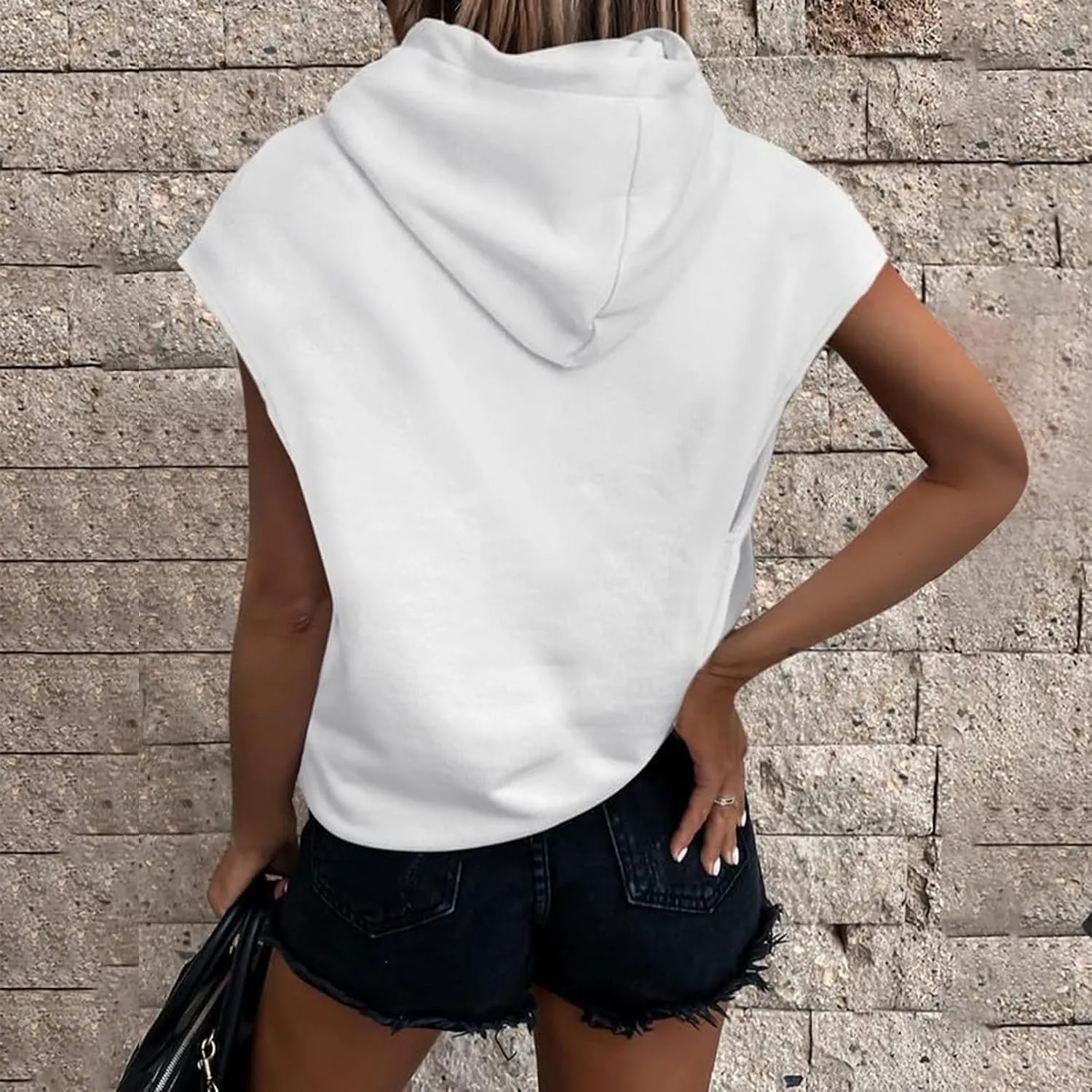 Casual Hoodies for Women Oversized Sleeveless Solid Sweatshirt Loose Drawsting Pocket Pullover 2024 Fashion Fall Outfit