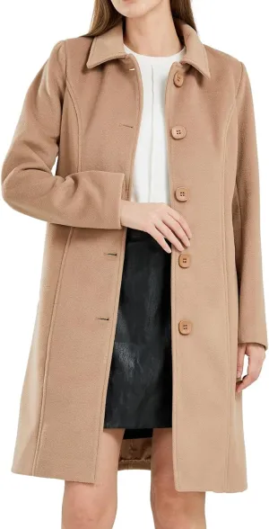 CHARTOU Slim Wool Coat for Women Trenchcoat Peacoat Woolen Trench Coat Long Winter Coat Single Breasted Overcoat