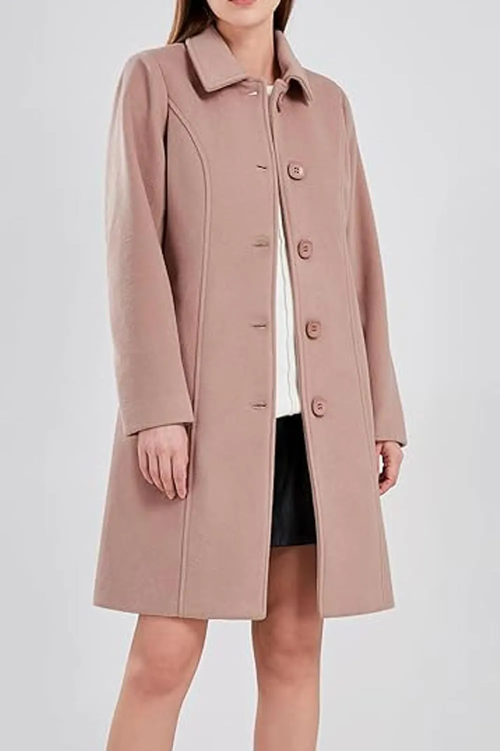 CHARTOU Slim Wool Coat for Women Trenchcoat Peacoat Woolen Trench Coat Long Winter Coat Single Breasted Overcoat
