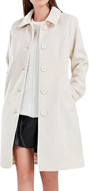 CHARTOU Slim Wool Coat for Women Trenchcoat Peacoat Woolen Trench Coat Long Winter Coat Single Breasted Overcoat
