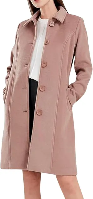 CHARTOU Slim Wool Coat for Women Trenchcoat Peacoat Woolen Trench Coat Long Winter Coat Single Breasted Overcoat