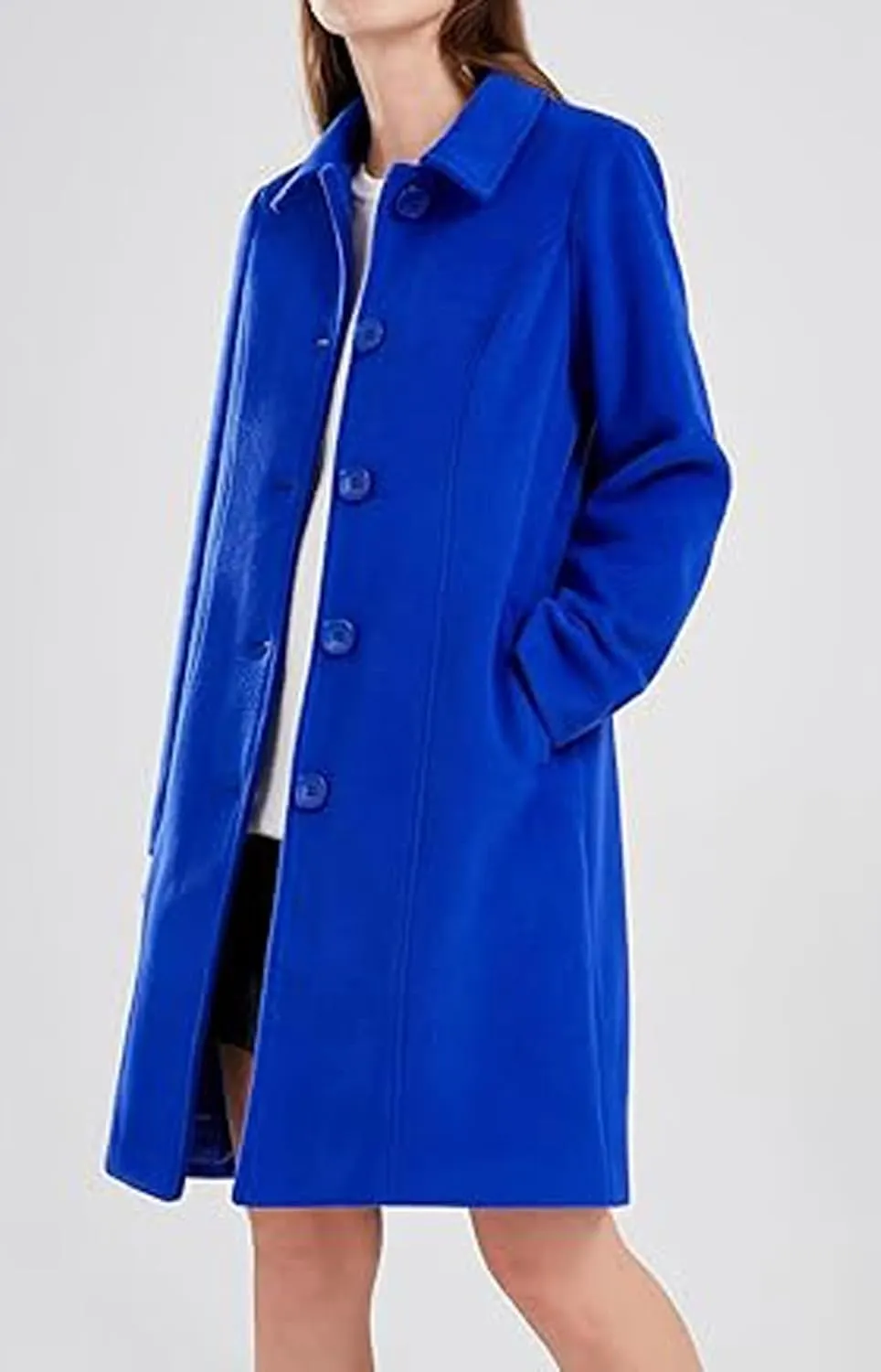 CHARTOU Slim Wool Coat for Women Trenchcoat Peacoat Woolen Trench Coat Long Winter Coat Single Breasted Overcoat
